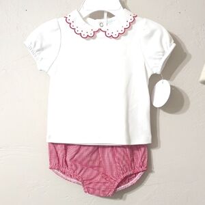 Edgehill Collection Red and White Gingham Baby Outfit